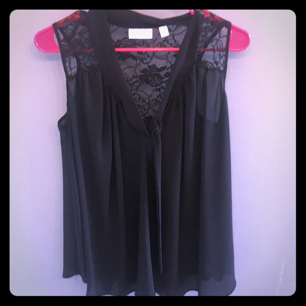 Black sheer and lace New York and Company top